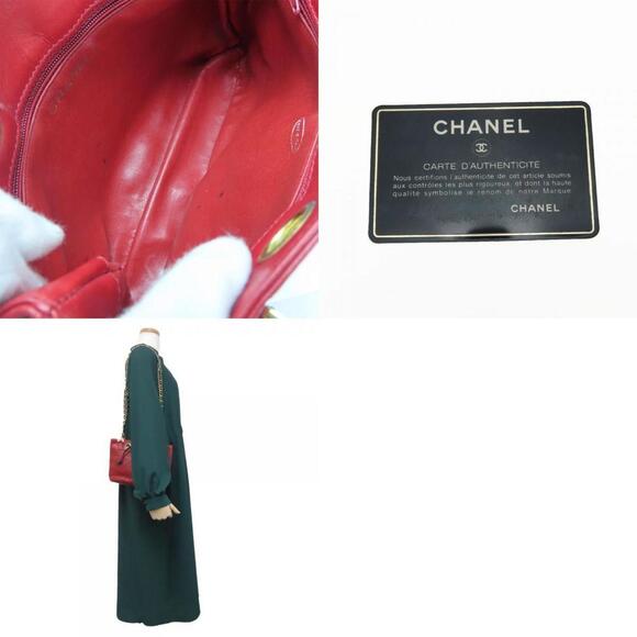 CHANEL Red Lambskin Leather Shoulder Bag - Picture 10 of 11